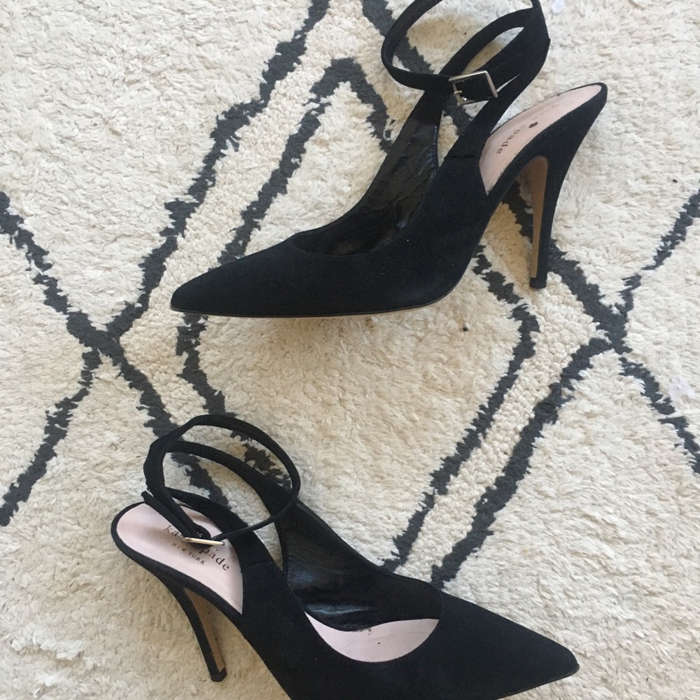Black suede stiletto pumps size 8.5 - Picture 1 of 4